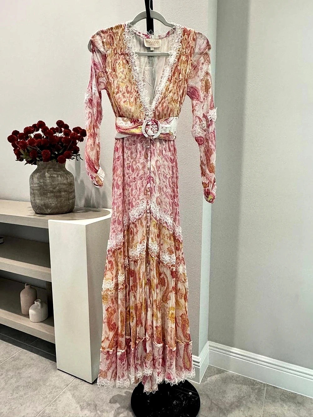 Valiant Sheath Dress Maxi in Pink & Orange